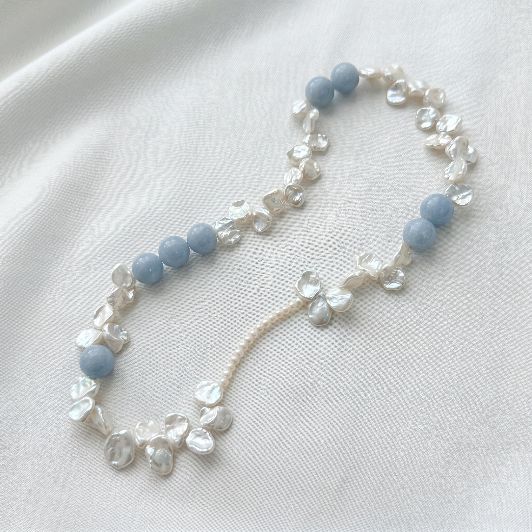 Romantic Petal Keshi Pearl Necklace Elegant Temperament Luxury Jewelry - Image 3