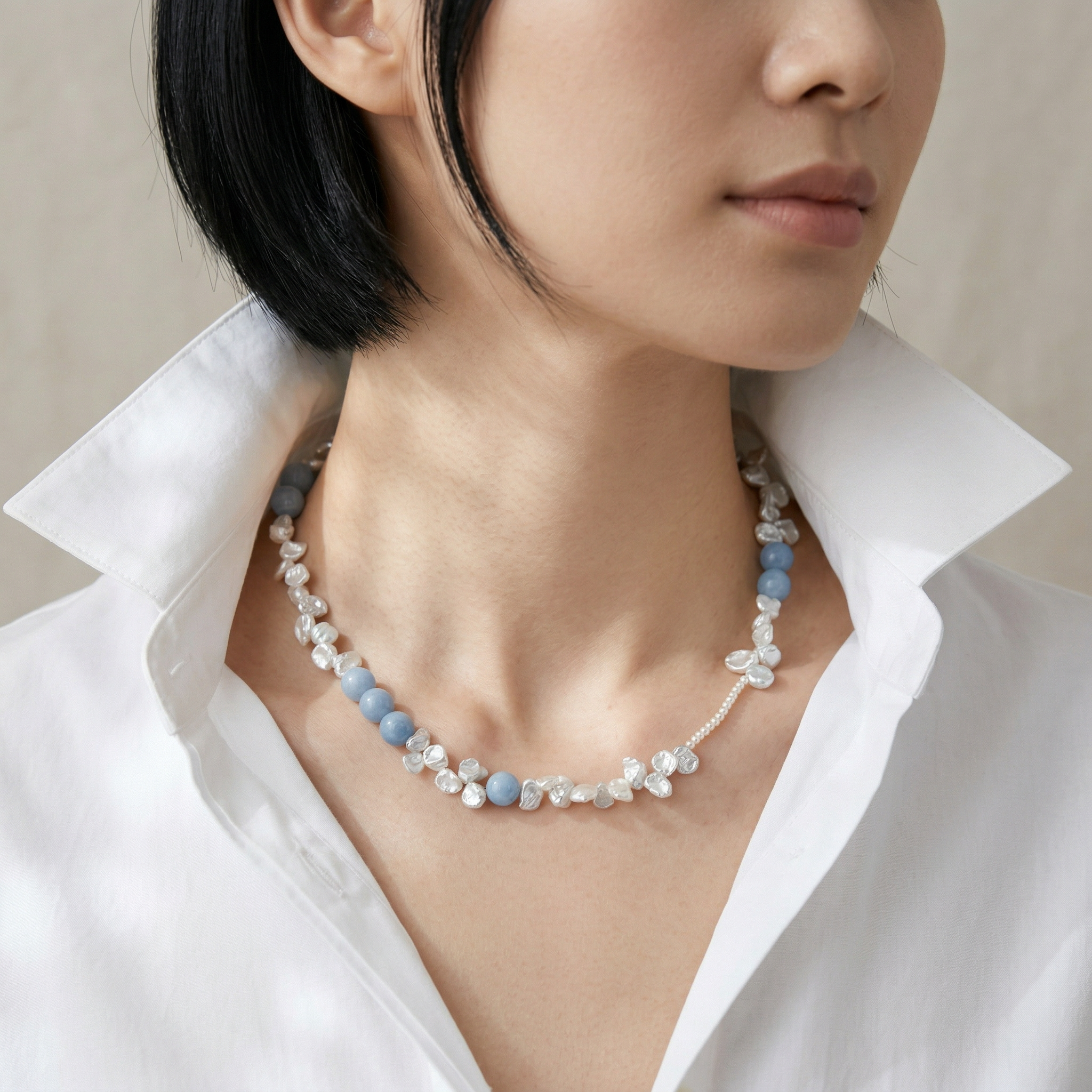 Romantic Petal Keshi Pearl Necklace Elegant Temperament Luxury Jewelry - Image 5