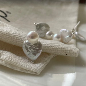 Heart Shaped Baroque Pearl Earrings Unique Irregular Natural Pearl Design