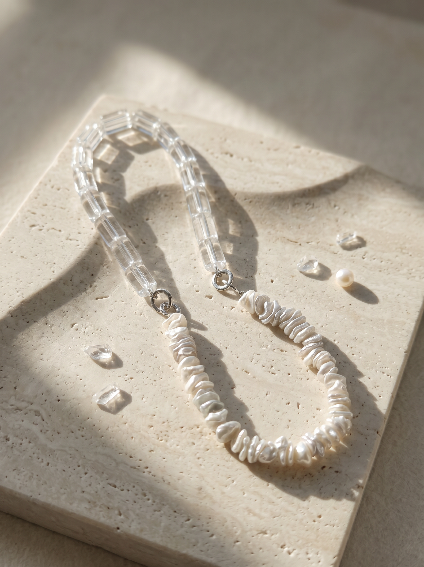 Convertible Baroque Pearl & Crystal Necklace 3-in-1 Freshwater Pearl Necklace and Bracelet Set in Sterling Silver - Image 2