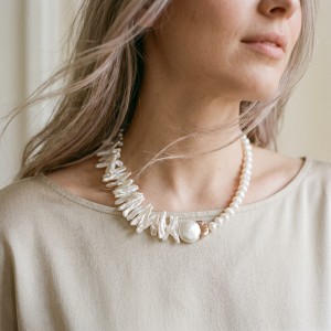 Seine Whisper Baroque Pearl Statement Necklace in Sterling Silver